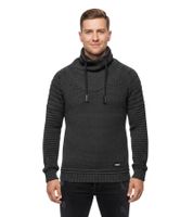 Maglione da motociclista urbano con collo alto, maglione in maglia grossa con collo alto 13293 Nero