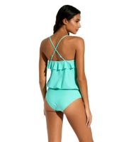 farbenfrohes 2-teiliges Damen Tankini -Set Badekleidung mit gefütterten Cups Tankini Top und Slip für Strand & Sommer 963546 Türkis