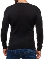 Pull homme tendance à col rond avec écussons, en maille style militaire 13297 Noir