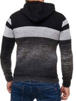 Men's sporty knit hooded pullover in colorblock design, sweater with kangaroo pocket, hoodie 13311 Black
