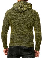 Sporty men's hooded pullover with half-zip and textured knit hoodie sweater 13323 Yellow