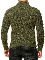 Stylischer Herren Strick-Pullover mit gestrickten Schlitzen am Ärmel Sweater 13328 Gelb