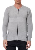 Trendige Herren Strick-Jacke im College-Look Sweat-Jacke Pullover 13337 Grau