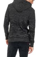 Modern men's knit hooded pullover with half-zip, melange hoodie 13345 Black/Anthracite