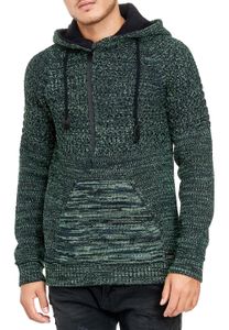 Casual Men's Knit Hoodie with Half-Zip, Biker-Style Sweater, 13346 Neon Green
