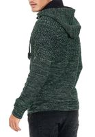 Casual Men's Knit Hoodie with Half-Zip, Biker-Style Sweater, 13346 Neon Green