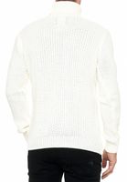 Cool men's chunky knit roll-neck sweater with incorporated pattern, sweater 13348 ecru