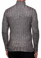Pull homme polyvalent en grosse maille à col montant et motif intégré, en laine, référence 13353, noir