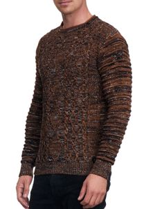 Suéter de punto grueso con cuello redondo estilo motero para hombre, elegante, 13357 Camel