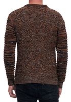 Pull motard homme élégant à col rond en grosse maille camel 13357
