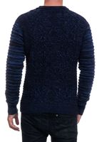 Pull motard homme élégant à col rond en grosse maille, référence 13357, bleu marine