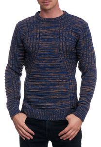 Modern men's knitted sweater with textured pattern, crew neck sweater 13361 Camel