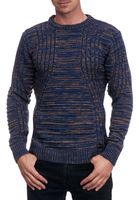 Modern men's knitted sweater with textured pattern, crew neck sweater 13361 Camel