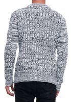 Modern men's knitted sweater with textured pattern, crew neck sweater 13361 White