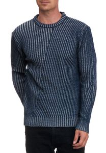 Modern men's knit sweater with textured pattern, casual sweater 13364 Petrol