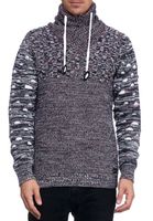 Moderner Herren Strick-Pullover mit Rollkragen und Kontraststrick Struktur-Sweater 13366 Indigo