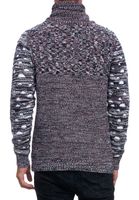 Moderner Herren Strick-Pullover mit Rollkragen und Kontraststrick Struktur-Sweater 13366 Indigo