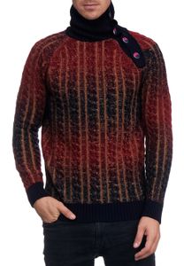 Stylish men's knit sweater with roll neck and gradient textured sweater 13368 Navy