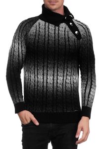 Stylish men's knit sweater with roll neck and gradient textured sweater 13368 Black