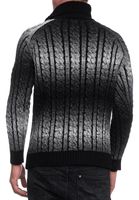 Stylish men's knit sweater with roll neck and gradient textured sweater 13368 Black