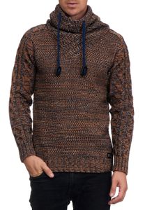 Modern men's knit turtleneck sweater, textured knit pullover 13369 Camel