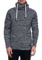 Modern men's knit turtleneck sweater, textured knit pullover 13369 Black