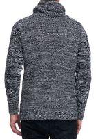 Modern men's knit turtleneck sweater, textured knit pullover 13369 Black
