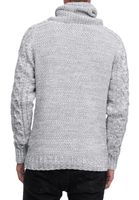 Modern men's knit turtleneck sweater, textured knit pullover 13369 White