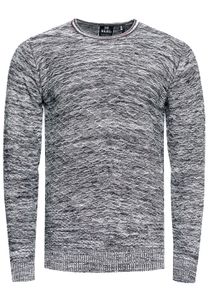 Modern men's fine-knit sweater with textured pattern, crew neck sweater 13371 Beige