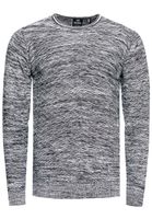 Modern men's fine-knit sweater with textured pattern, crew neck sweater 13371 Beige