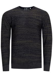 Modern men's fine-knit sweater with textured pattern, crew neck sweater 13371 Khaki