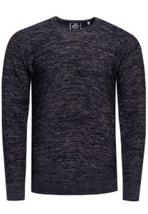 Modern men's fine-knit sweater with textured pattern, crew neck sweater 13371 Navy