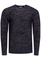 Modern men's fine-knit sweater with textured pattern, crew neck sweater 13371 Navy