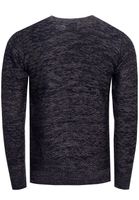 Modern men's fine-knit sweater with textured pattern, crew neck sweater 13371 Navy