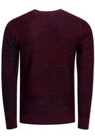 Modern men's fine-knit sweater with textured pattern, crew neck sweater 13371, wine red