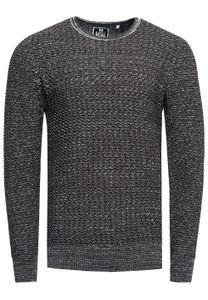 Trendy men's fine-knit sweater with textured pattern, crew neck pullover 13373 Khaki