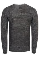 Trendy men's fine-knit sweater with textured pattern, crew neck pullover 13373 Khaki