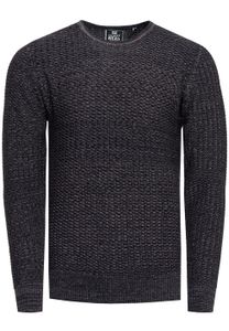 Trendy men's fine-knit sweater with textured pattern, crew neck pullover 13373 Navy