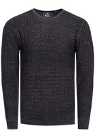 Trendy men's fine-knit sweater with textured pattern, crew neck pullover 13373 Navy