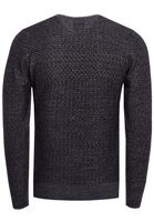 Trendy men's fine-knit sweater with textured pattern, crew neck pullover 13373 Navy