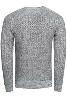 Trendiger Herren Feinstrick-Sweater mit Strukturmuster Rundhals-Pullover 13373 Weiß