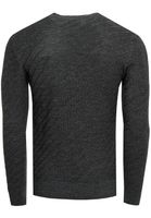 Stylish men's fine-knit sweater with diagonal textured pattern, crew neck sweater 13374 anthracite