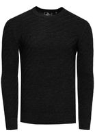 Stylish men's fine-knit sweater with diagonal textured pattern, crew neck sweater 13374 Black