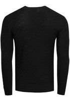 Stylish men's fine-knit sweater with diagonal textured pattern, crew neck sweater 13374 Black
