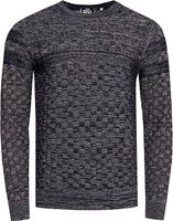 Casual men's fine-knit sweater with textured pattern, crew neck pullover 13375 Navy