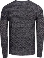 Casual men's fine-knit sweater with textured pattern, crew neck pullover 13375 Navy