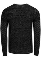 Casual men's fine knit sweater with textured pattern, crew neck pullover 13375 Black