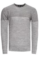 Cool men's fine knit sweater with color block, crew neck sweater 13376 Grey
