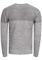 Cool men's fine knit sweater with color block, crew neck sweater 13376 Grey