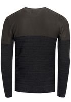 Cool men's fine-knit sweater with color block, crew neck sweater 13376 Khaki